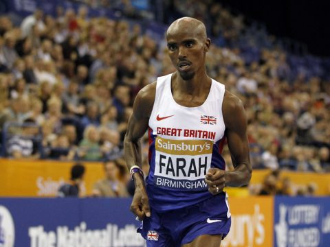 Mo Farah beim Zwei-Meilen-Lauf iN Birmingham am 21. Februar