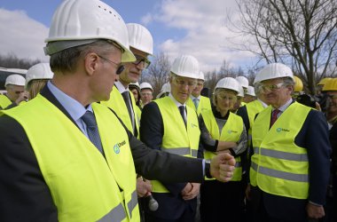 König Philippe besucht das Berufsausbildungszentrum von LWE Rheinkalk (Lhoist) Wülfrath bei Düsseldorf
