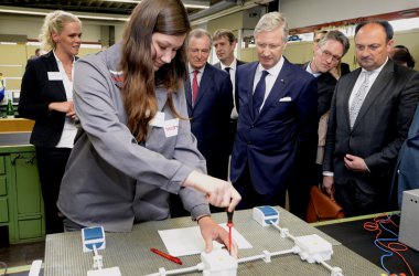 König Philippe besucht das Berufsausbildungszentrum von LWE Rheinkalk (Lhoist) Wülfrath bei Düsseldorf
