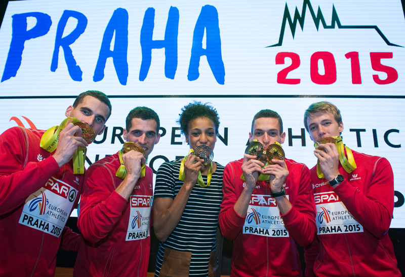 Kevin und Jonathan Borlée, Nafissatou Nafi Thiam, Dylan Borlée und Julien Watrin waren bei der Leichtathletik-Halleneuropameisterschaft in Prag erfolgreich