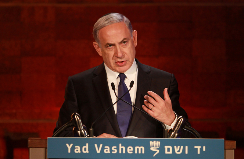 Der israelische Ministerpräsident Benjamin Netanjahu hält eine Fernsehansprache zum Holocaust-Gedenktag