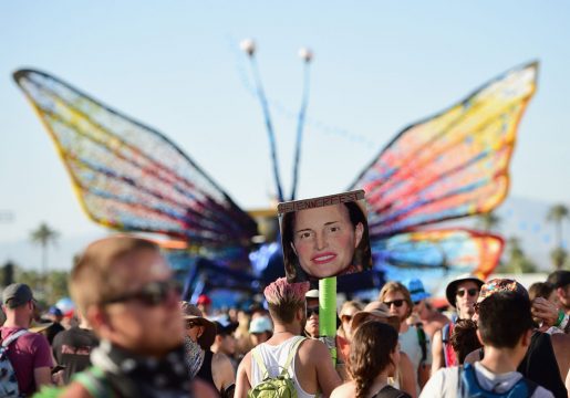 Coachella Valley Music & Arts Festival in Kalifornien: Auf dem Plakat des Festivalbesuchers ist Bruce Jenner zu sehen
