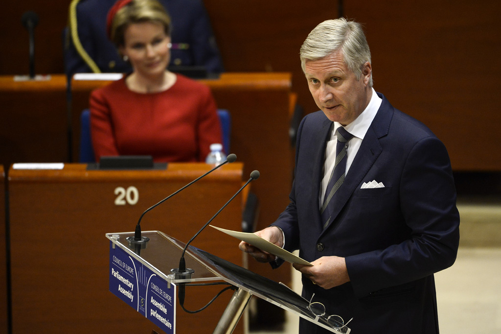 König Philippe hebt in seiner Rede vor dem Europarat in Straßburg die Rolle der Menschenrechte hervor