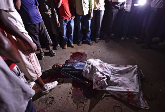 Leichnam des getöteten Zedi Feruzi, dem Chef der Oppositionspartei UDP in Burundi
