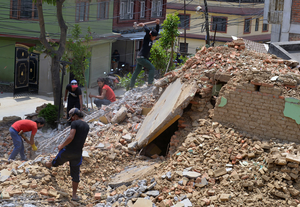 Aufräumarbeiten in Ramkot, einem Außenbezirk von Kathmandu