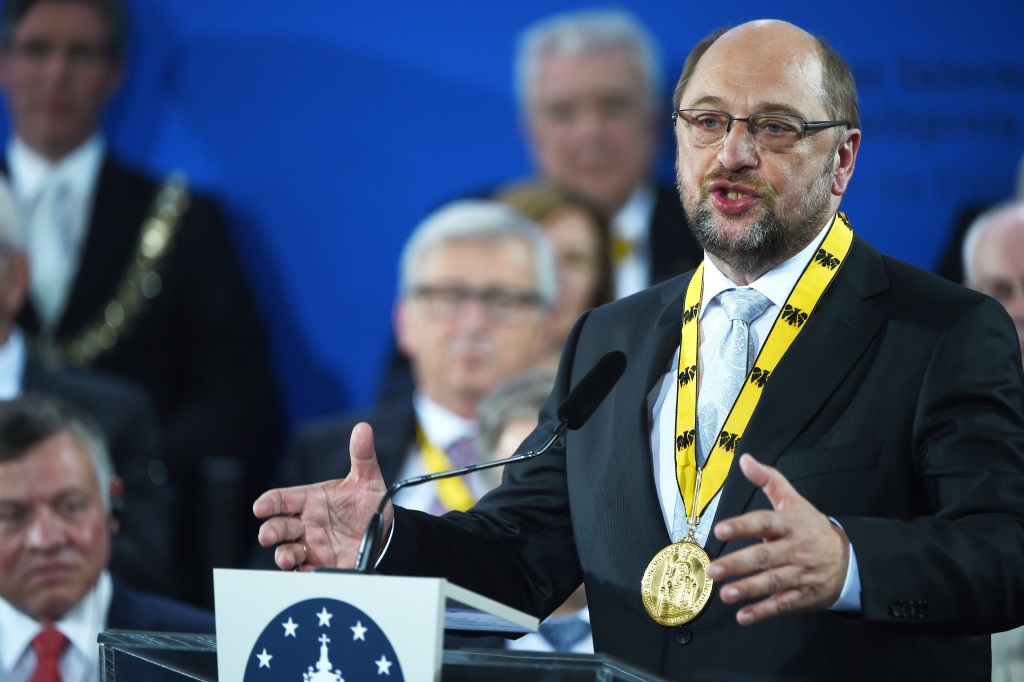 Karlspreisträger Martin Schulz bei seiner Dankesrede
