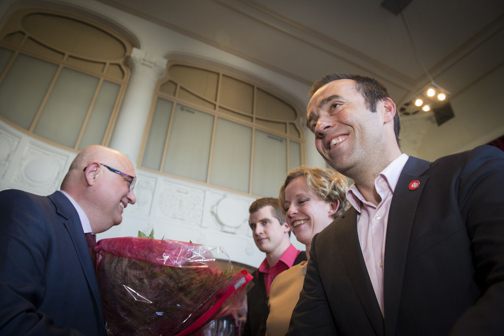 Rudy De Leeuw (l.) und Bruno Tobback (r.) am Freitag in Gent