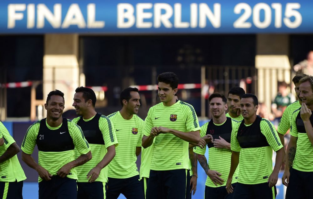 Barcelonas Spieler vor dem Champions League Finale 2015