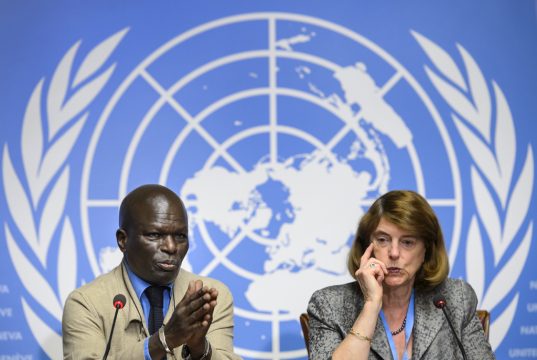Doudou Diene und Mary McGowan Davis von der der UN-Untersuchungskommission zum Gaza-Krieg