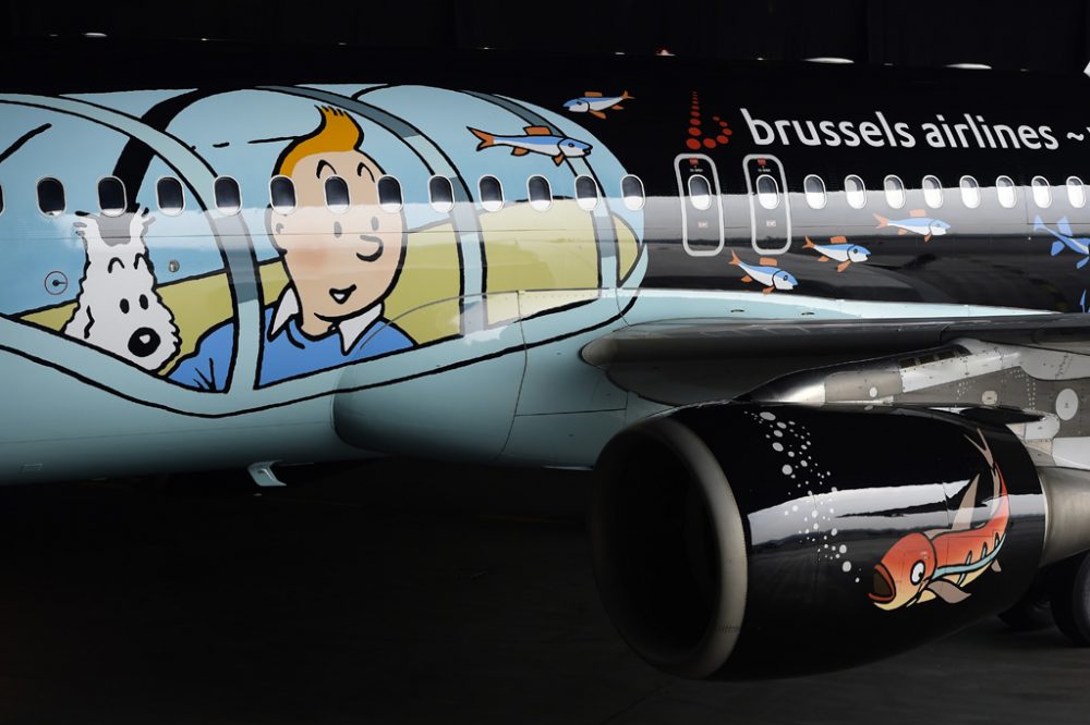 Beliebtes Motiv: Tim und Struppi zieren auch Flugzeuge von Brussels Airlines