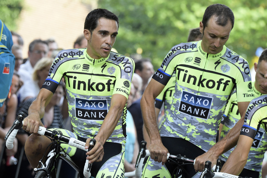 Alberto Contador und Ivan Basso (r.) am 2.7. in Utrecht
