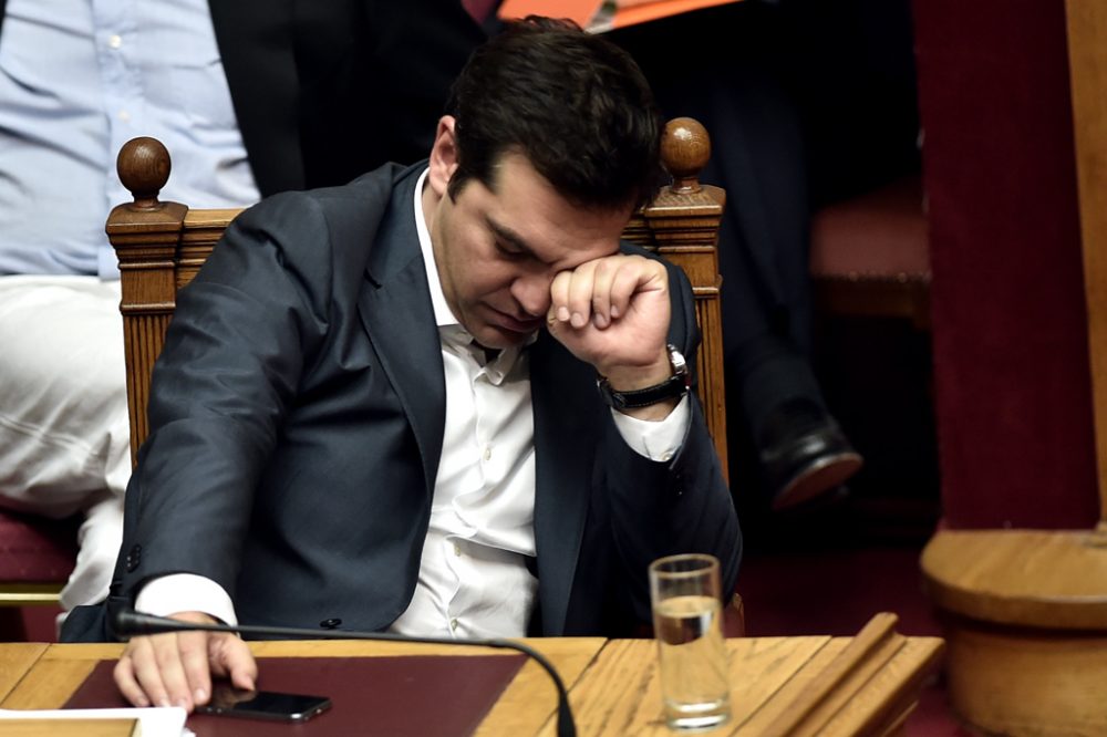 Ein erschöpfter Alexis Tsipras (in der Nacht zum Donnerstag)