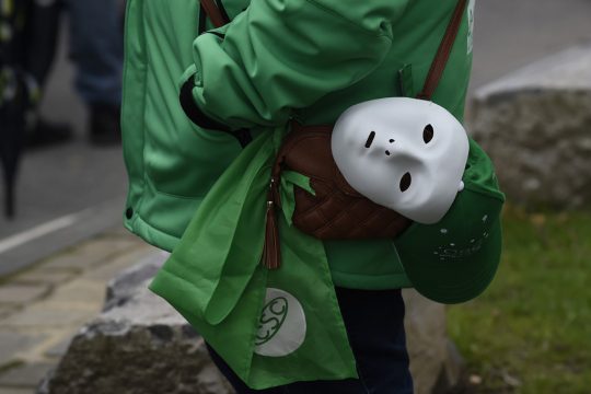 CSC-Gewerkschaftler bei einem Protest in Namur