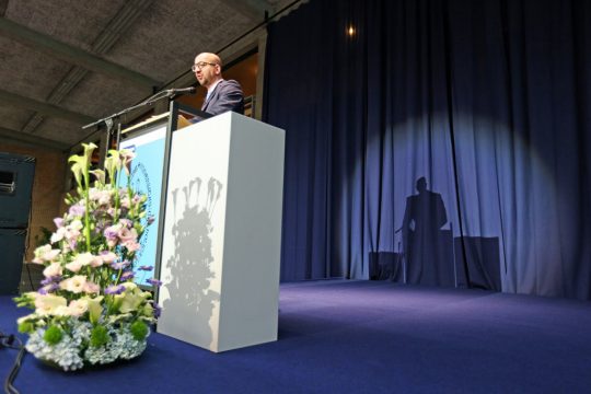 Charles Michel bei Rede an der Uni Löwen