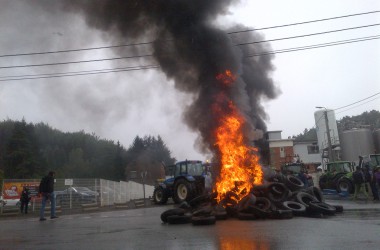 Proteste der Milchbauern in Goé und Eupen