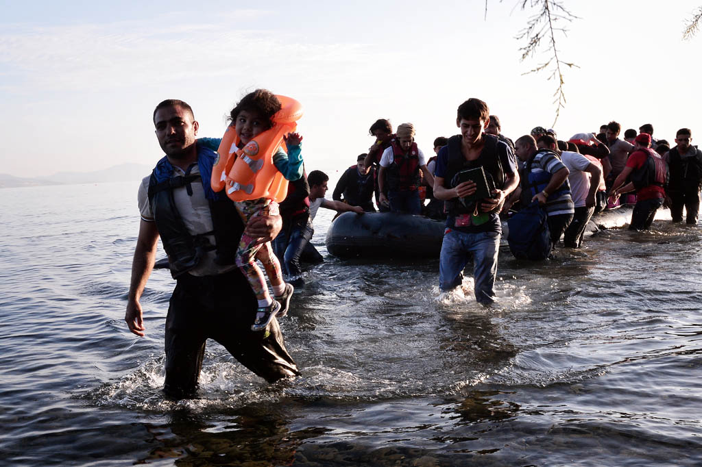 Syrische Migranten bei ihrer Ankunft auf Kos (15.8.)
