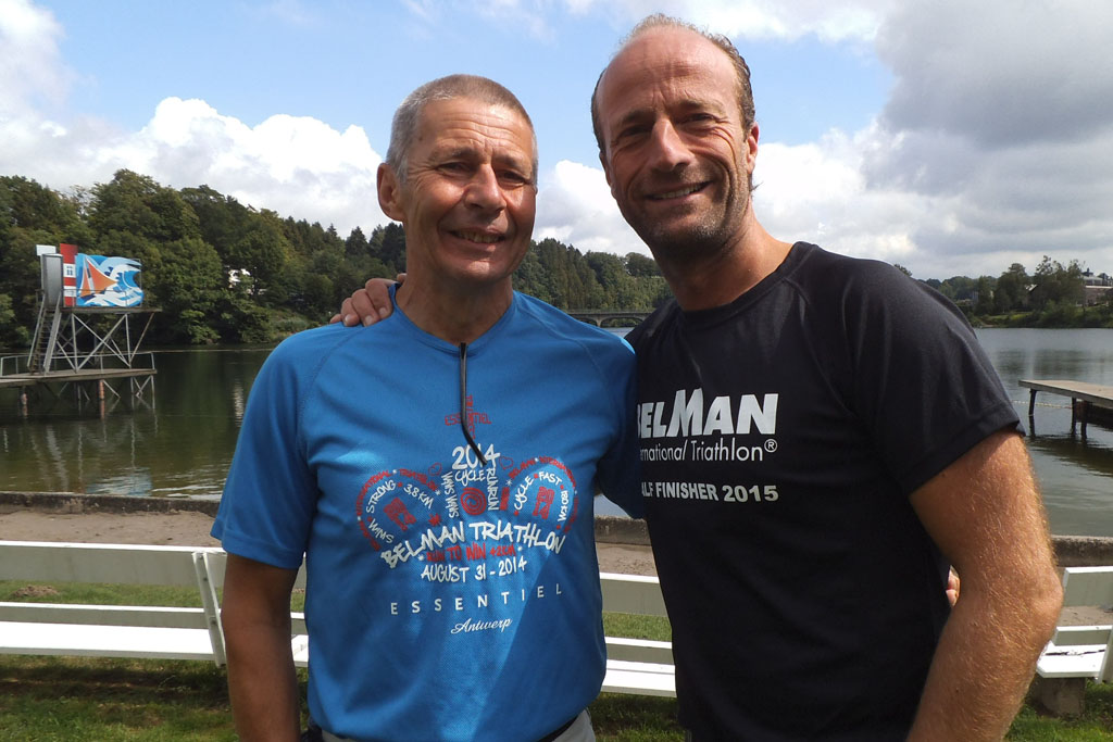 Arnaud De Meester (r.) und der Triathlet Roger Cremer aus Weismes