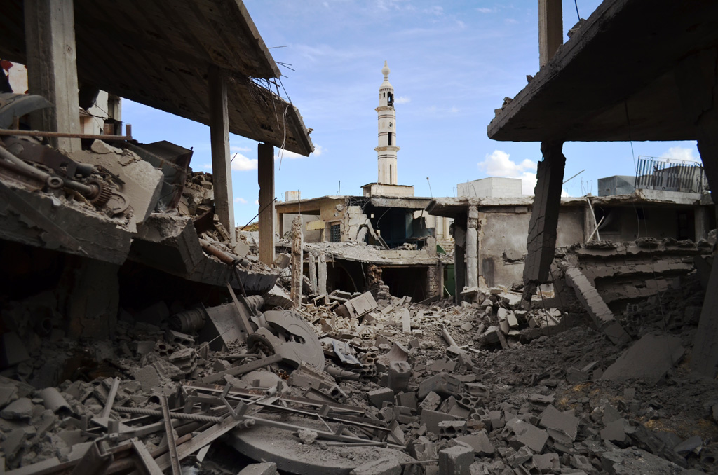 Zerstörte Gebäude in Talbisseh (Provinz Homs)