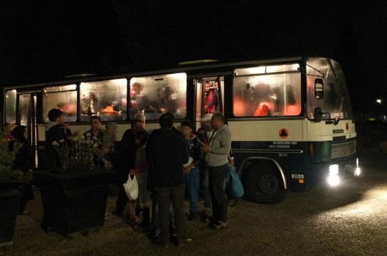 Ankunft der Flüchtlinge auf dem Camping "Oos Heem"