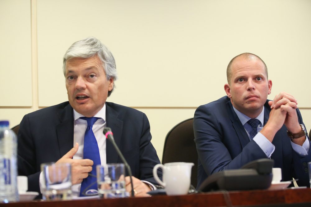 Didier Reynders und Theo Francken am Donnerstag in der Kammer