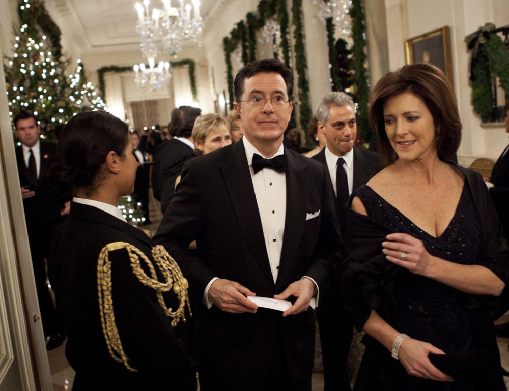 Stephen Colbert mit seiner Frau Evelyn McGee-Colbert im Weißen Haus (5.12.2011)