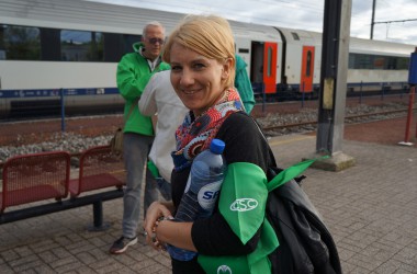 Eupen: Gewerkschaftsmitglieder machen sich auf den Weg zur Demonstration in Brüssel (7.10.)