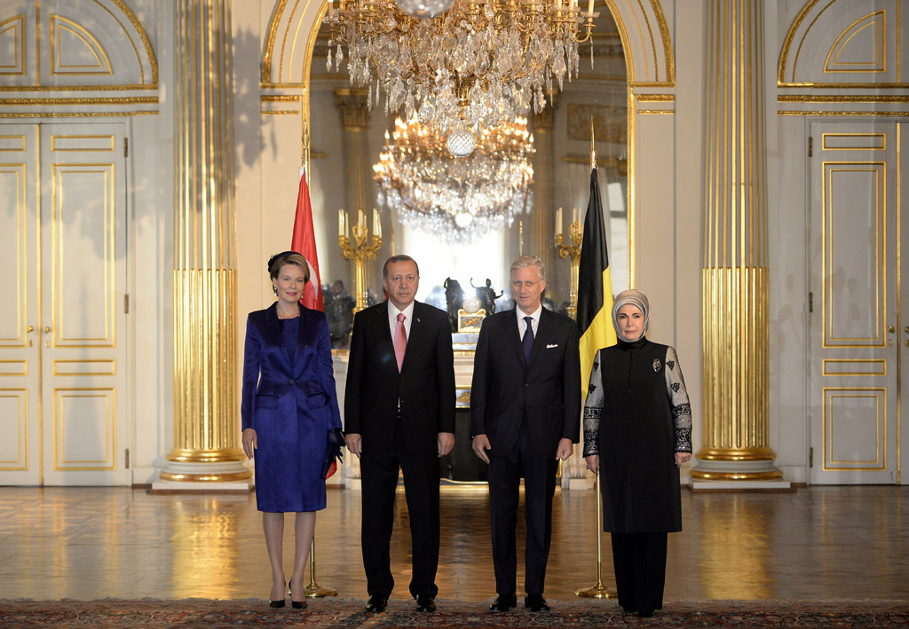 Königin Mathilde, Recep Tayyip Erdogan, König Philippe und Erdogans Frau Emine