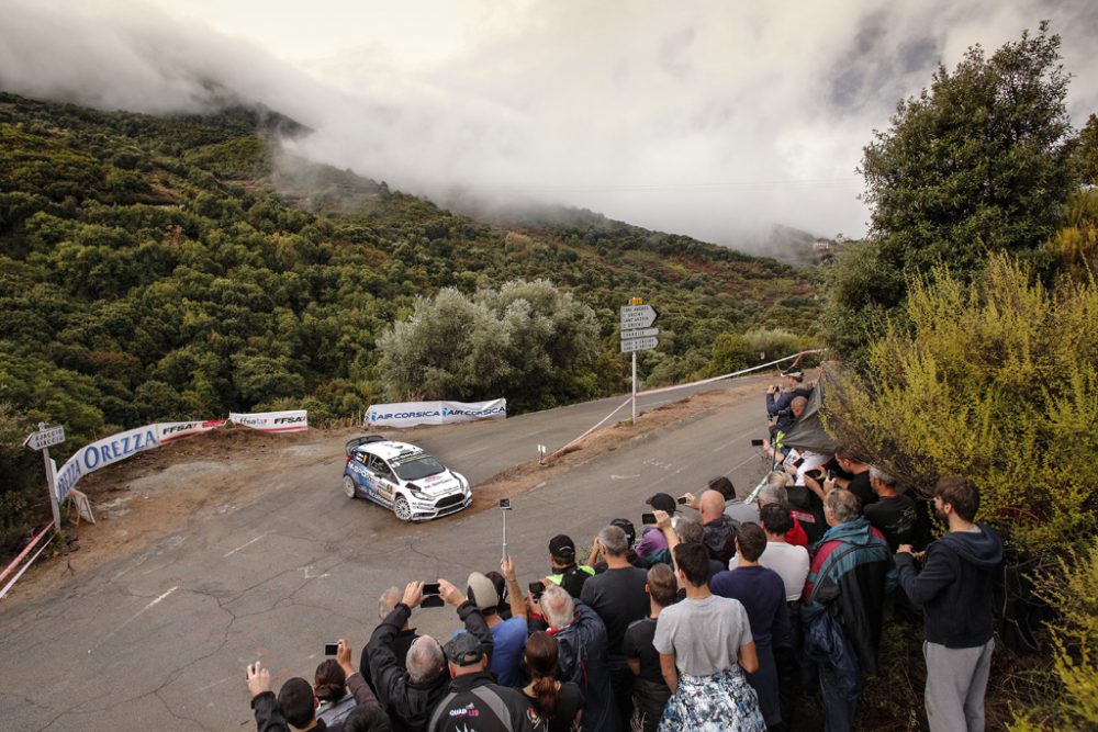 Elfyn Evans (Ford Fiesta RS WRC) lag bei der Rallye Frankreich zwischenzeitlich in Führung