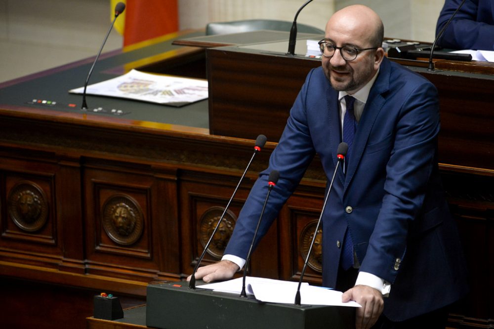 Premierminister Charles Michel am Montagmorgen im Brüsseler Parlament