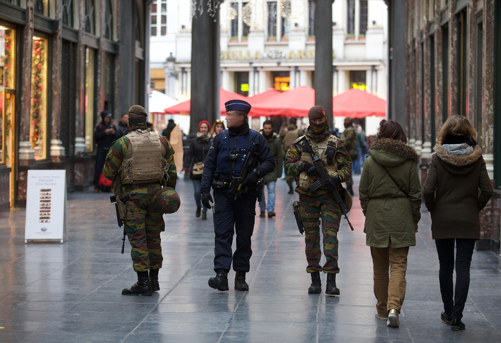 Militär und Polizei am Sonntag in der Brüsseler Innenstadt