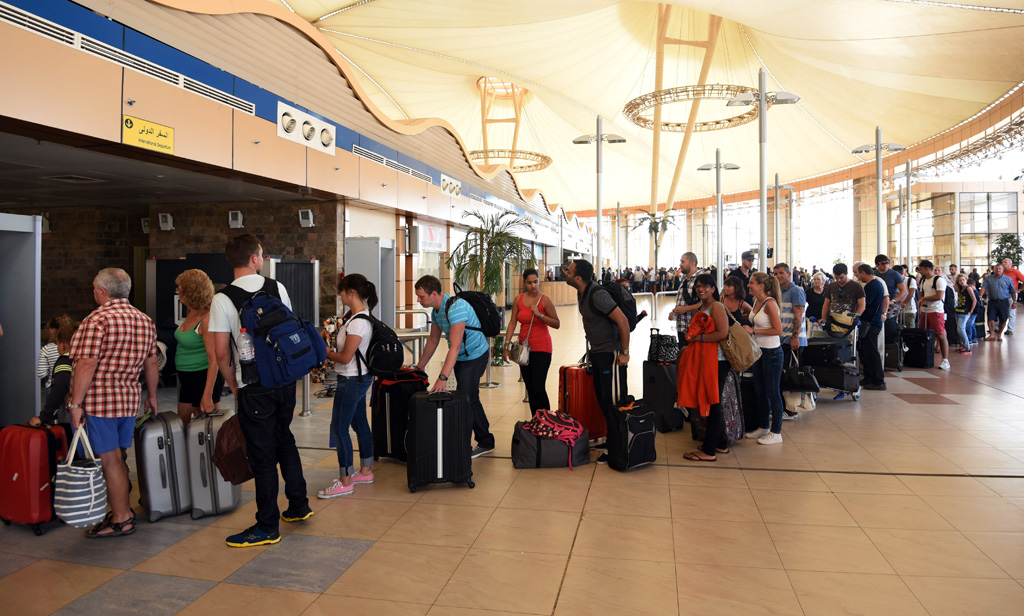 Touristen am Freitag am Flughafen von Sharm el-Sheikh