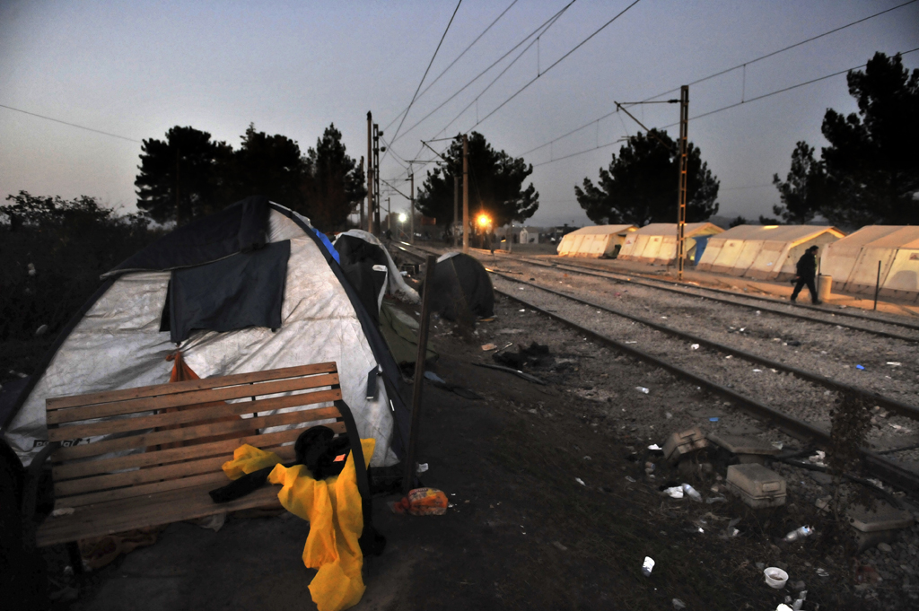 Flüchtlingscamp an der griechisch-mazedonischen Grenze nahe Idomeni