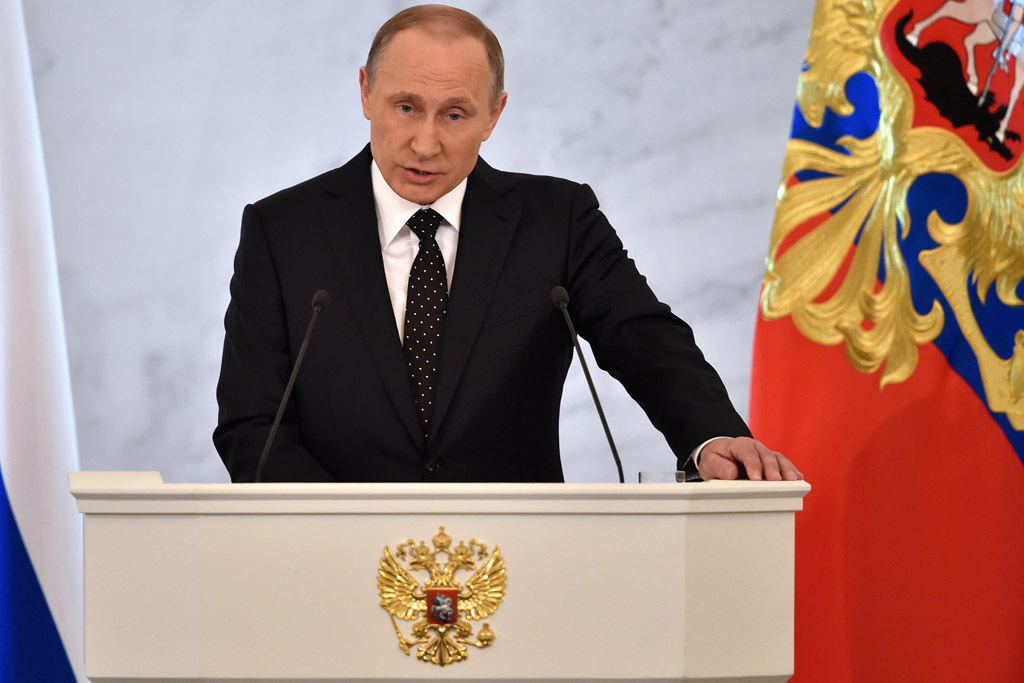Russlands Präsident Vladimir Putin bei der Rede zur Lage der Nation