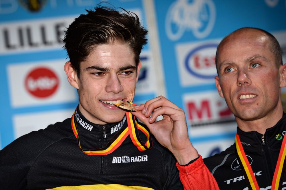 Radcross-Landesmeister Wout Van Aert und Sven Nys, der bei seiner letzten Teilnahme auf Rang drei fuhr
