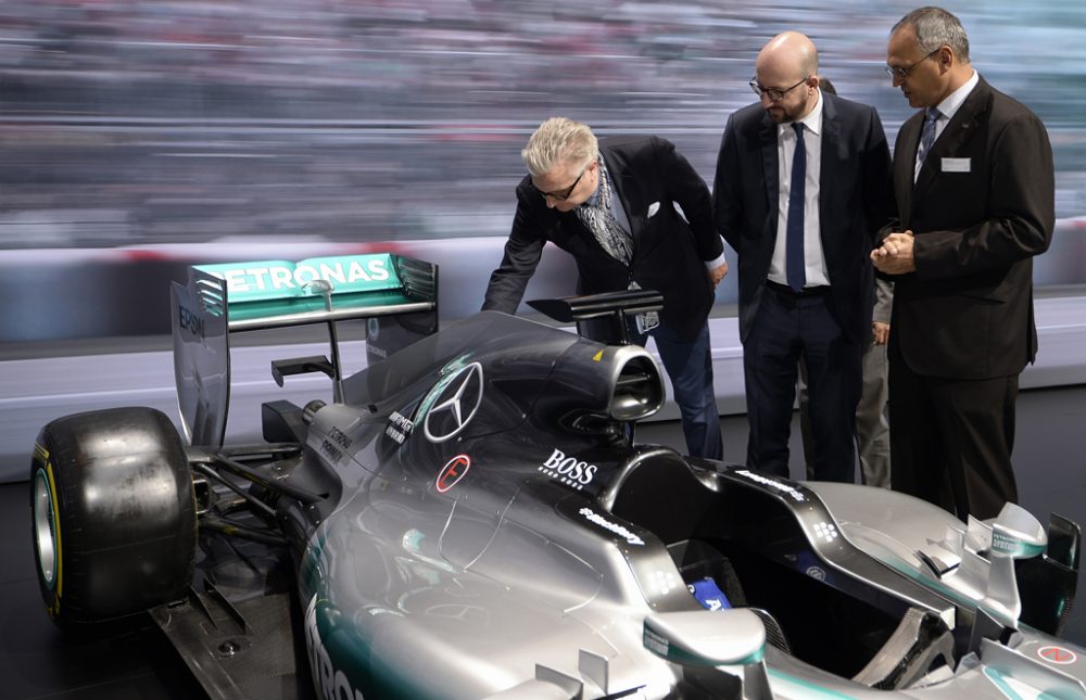 Prinz Laurent und Premier Charles Michel am Mittwochmorgen auf dem Brüsseler Autosalon