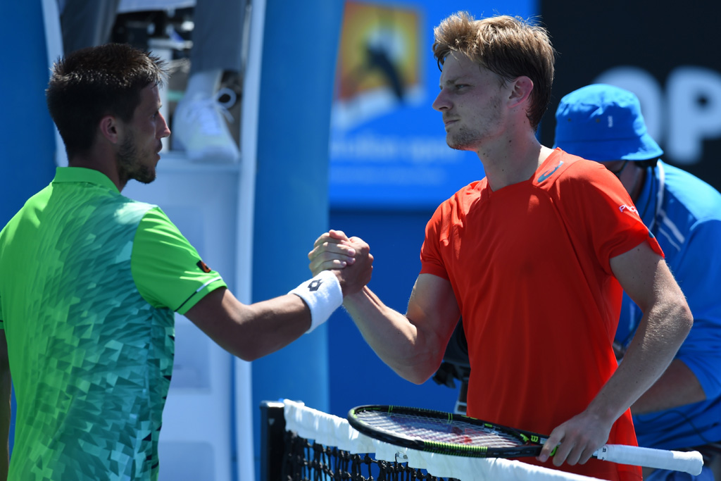 Damir Dzumhur und David Goffin am dritten Tag der Australian Open in Melbourne