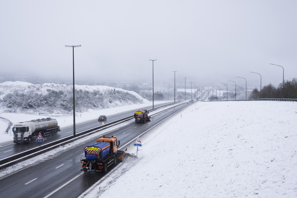 Autobahn auf Höhe von Jalhay am 14.1.