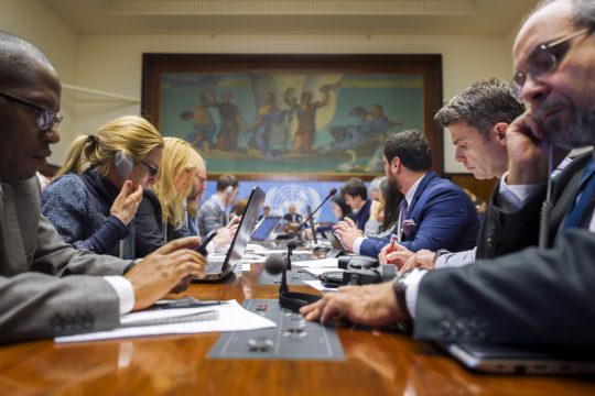 Pressekonferenz der Vereinten Nationen in Genf