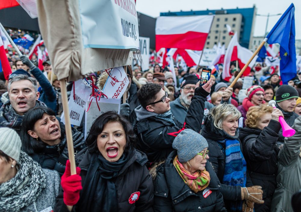 Wieder Proteste in Polen (Foto vom 9.1.2016)