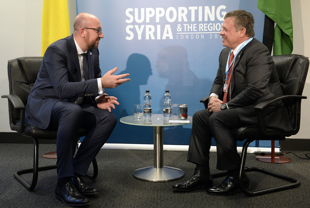 Premierminister Charles Michel spricht mit dem jordanischen König Abdullah (4.2. in London)