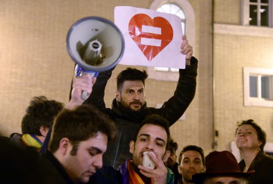 Demonstration für die Rechte von Homosexuellen auf dem Piazza delle Cinque Lune in Rom