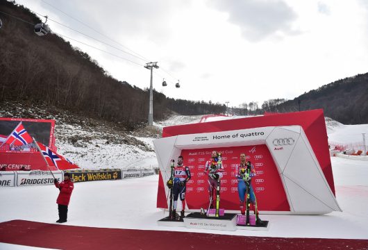 Kjetil Jansrud gewinnt den ersten Ski-Weltcup auf dem Olympia-Berg in Südkorea