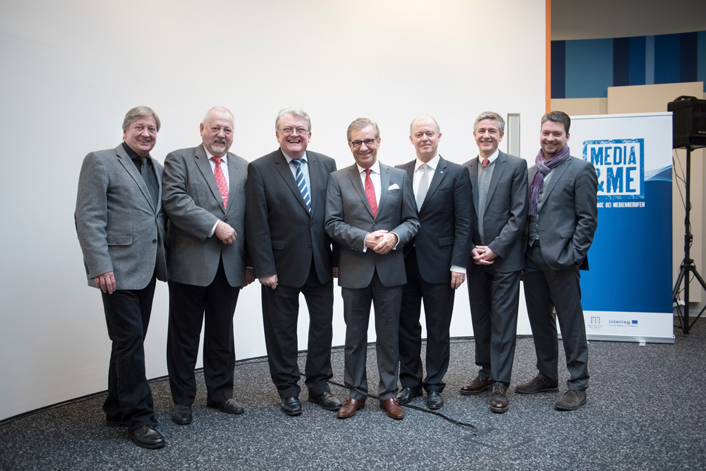 "Media and me": Andreas Dittscheid, Helmut Gebauer, Dr. Gerd Bauer, Jan Hofer, Prof. Thomas Kleist, Sascha Thiel, Knut Meierfels (vlnr)