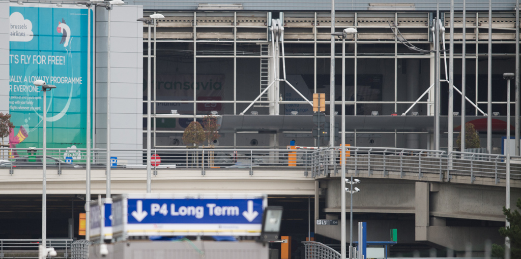 Aufbauarbeiten am Brussels Airport (29.3.)