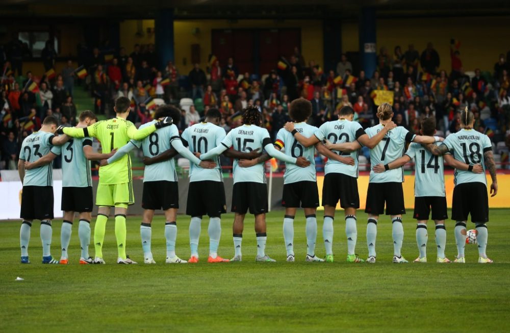 Rote Teufel vor dem Freundschaftsspiel gegen Portugal in Leira