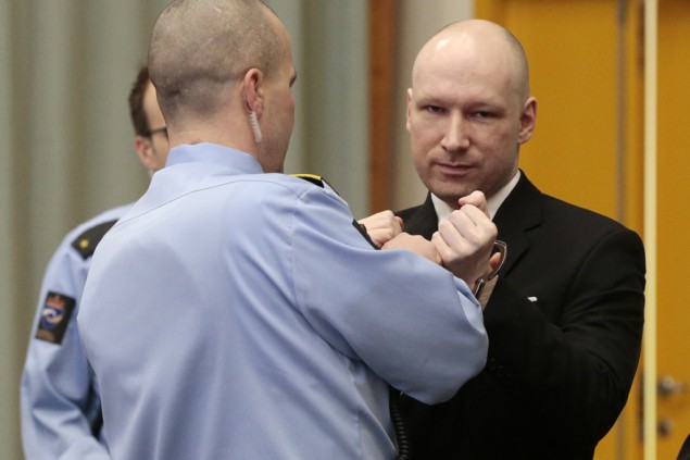 Anders Breivik bei seiner Gerichtsverhandlung am Dienstag im norwegischen Skien