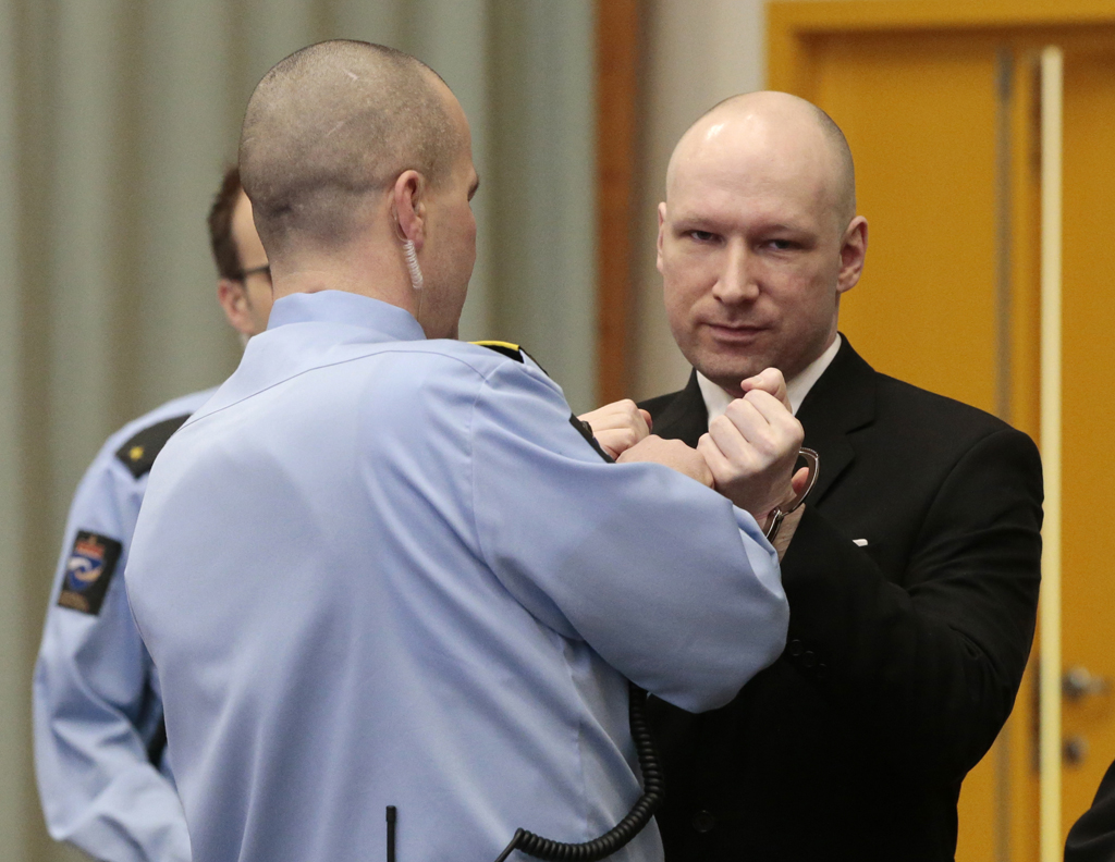 Anders Breivik bei seiner Gerichtsverhandlung am Dienstag im norwegischen Skien