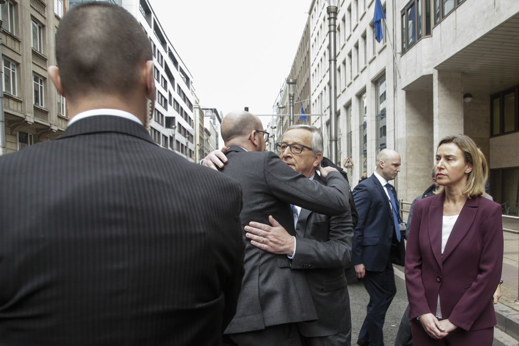 Premier Charles Michel und EU-Kommissionspräsident Jean-Claude Juncker Mittwochmittag in Brüssel