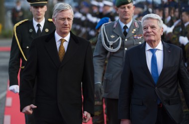 10. März 2016: Gauck mit dem Königspaar zu Besuch in Eupen