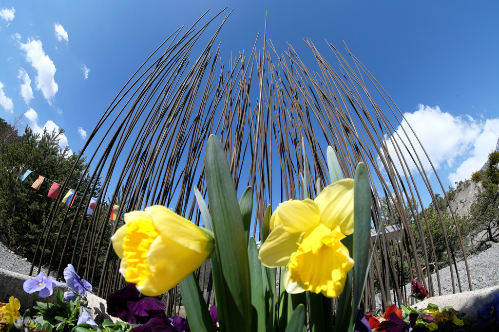 Denkmal für die Opfer des Germanwings-Absturzes in Prads Haute Bleone in den französischen Alpen